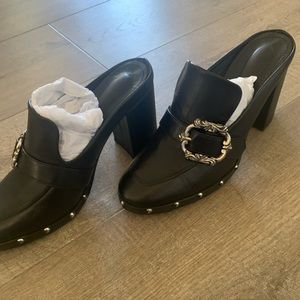 Kooples leather slipper high heels,  unique design